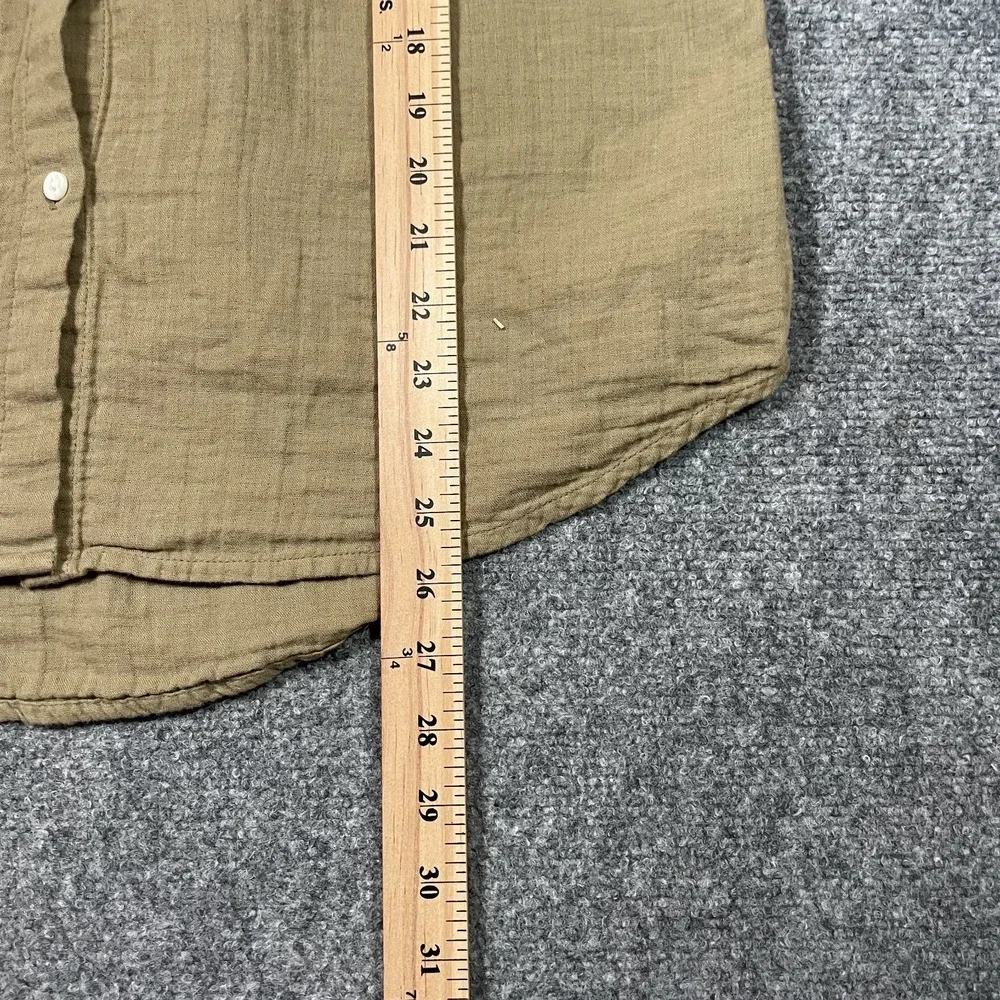 Quince Organic Cotton Button Up Long Sleeve W Small Olive Gauze Resort Vacation - Picture 4 of 8